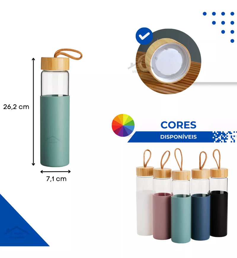 Garrafa de Vidro Squeeze Água Chá Suco 750ml