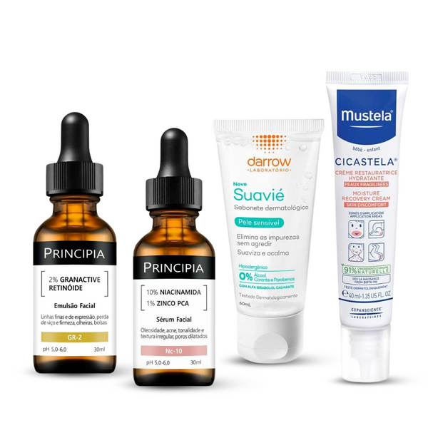 Kit Completo de Skincare Diário e Noturno | Principia + Mustela